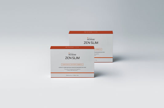 RICHESSE™ Zen Slim Body Booster mit L-Carnitin, Natriumhyaluronat und pflanzlichen Extrakten zur Unterstützung der Körperkontur und Verbesserung des Erscheinungsbildes von Cellulite.